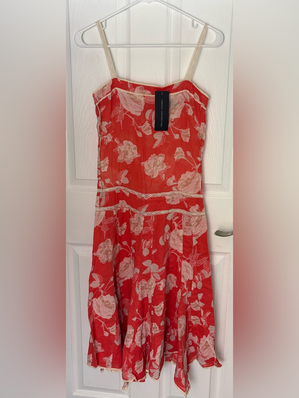 French Connection Coral Red Floral Dress